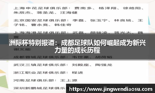洲际杯特别报道：成都足球队如何崛起成为新兴力量的成长历程